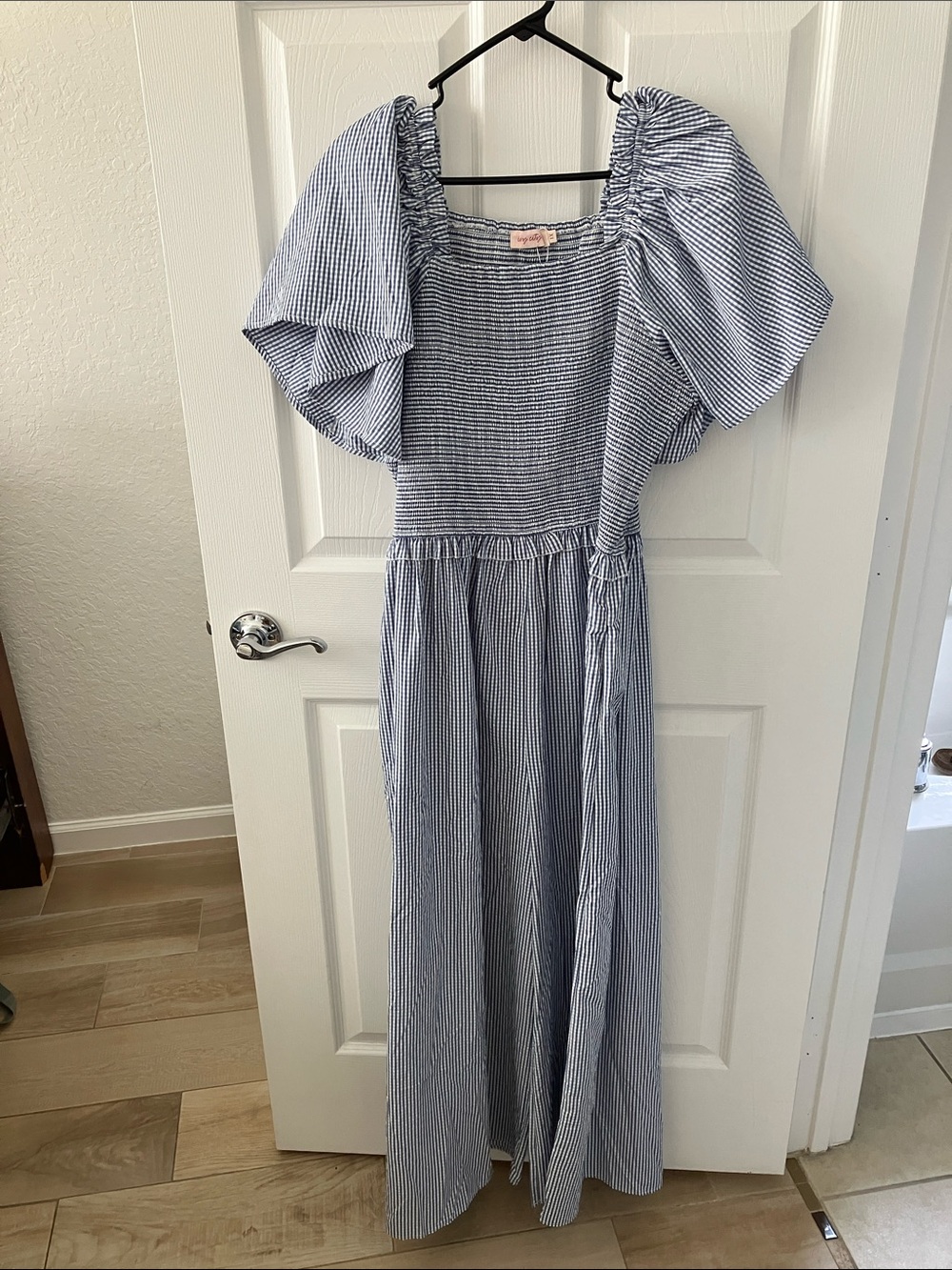 Ivy City Co Indy Blue and White Gingham Jumpsuit